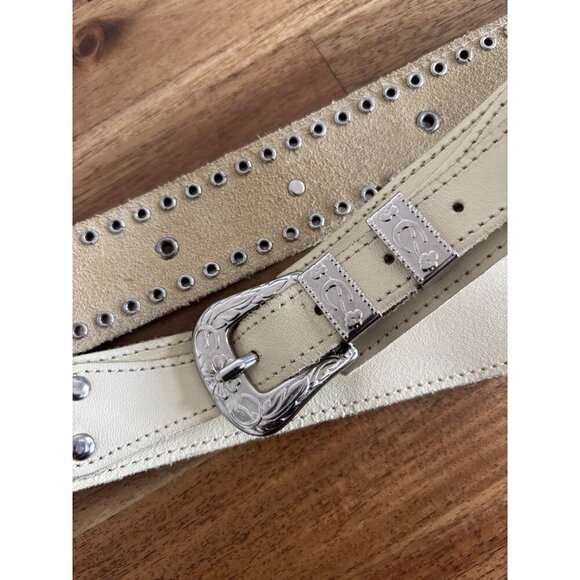 Vintage Boho Leather Belt FAUX STONES coin‎ Festival Boho Gypsy Western Cowgirl main image 4